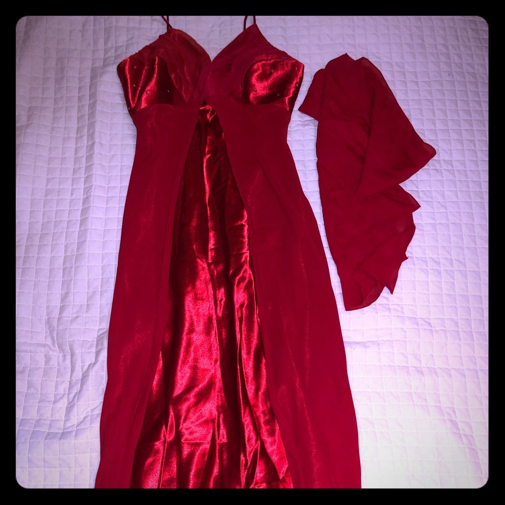 Let’s Fashion Red Dress with and red fabric